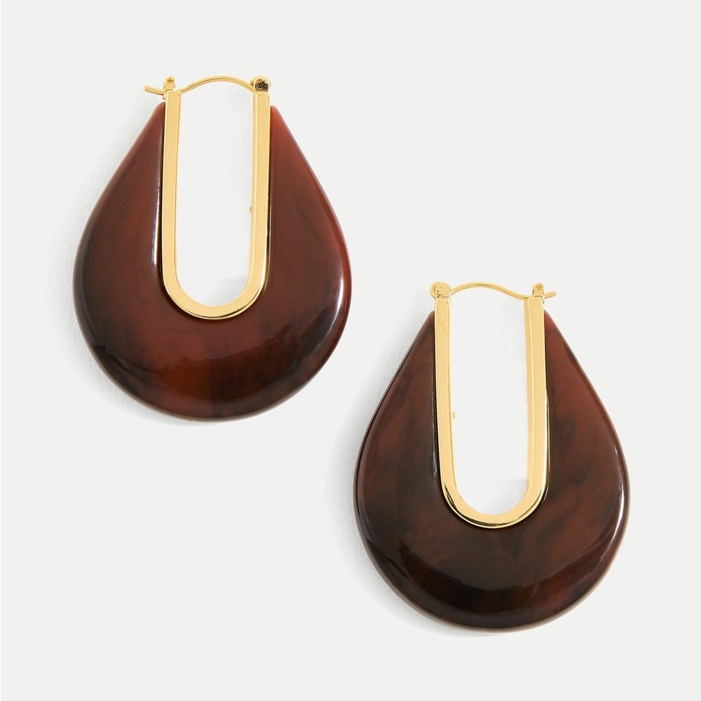 Veronica Beard Emerald Resin Teardrop Earrings with Gold-Tone Hardware - Picture 5 of 6